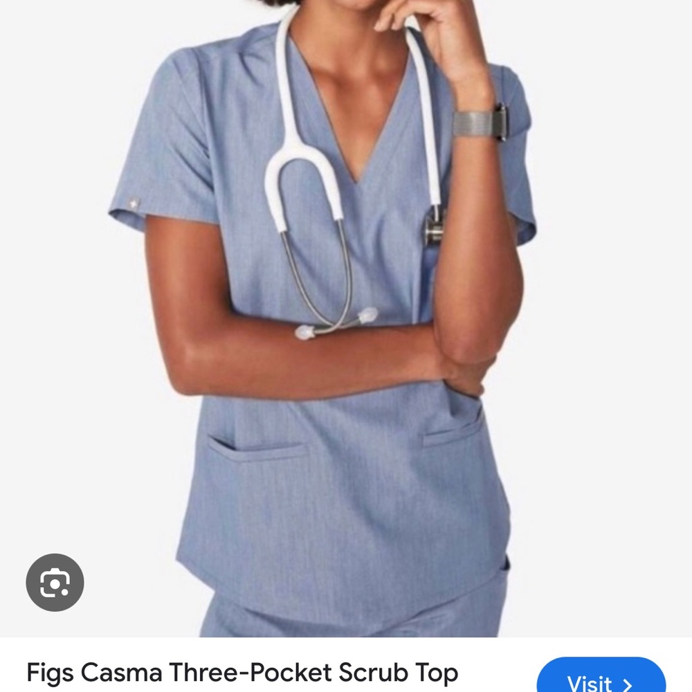 Figs Women's Light Blue V-Neck Scrub Top